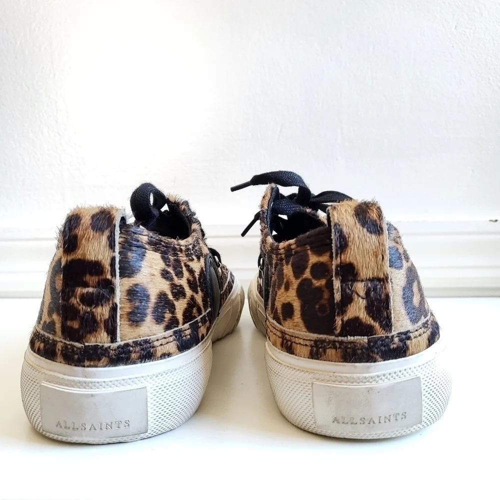 New ALL SAINTS Jazmin Haircalf Leopard Print Sneakers New With Box 9 US/40 EU